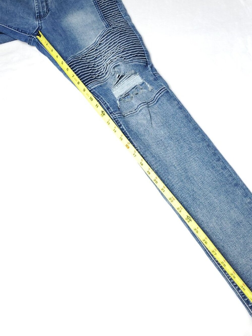 Pacsun Skinny Moto Jeans Mens Size 32x32  Stacked Blue  Active Stretch - Picture 7 of 9